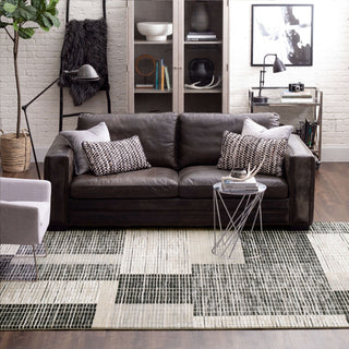 Karastan Vanguard by Drew and Jonathan Home Resolute Frost Grey Area Rug Room Scene Featured 