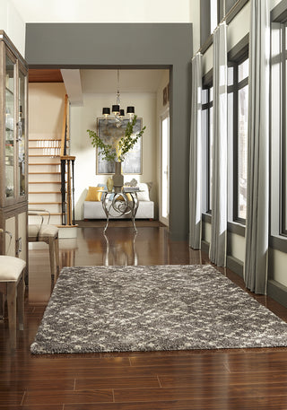 Karastan Prima Shag Zenata Taupe Area Rug Room Scene Feature