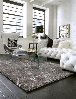 Karastan Prima Shag Casablanca Taupe Area Rug Room Scene Feature