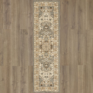 Karastan Euphoria Rhodes Ash Grey Area Rug Runner on Wood