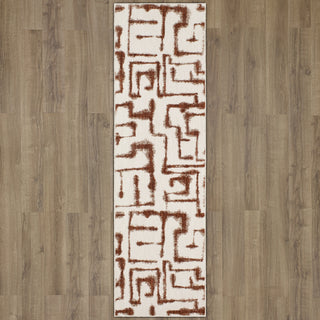 Karastan Soiree Sazerac Rose Gold Area Rug Runner on Wood 