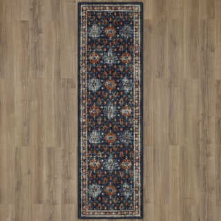 Karastan Soiree Shelburne Indigo Area Rug Runner on Wood 