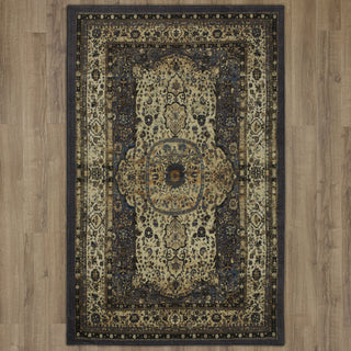 Karastan Antiquity Shiraz Blue Area Rug on Wood 