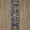 Karastan Soiree Solace Indigo Area Rug Runner on Wood 