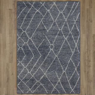 Karastan Tangier Spartel Blue Steel Area Rug on Wood