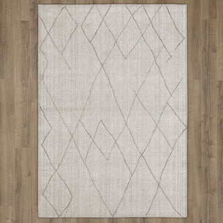 Karastan Tangier Tribal Diamond Silver Area Rug on Wood 