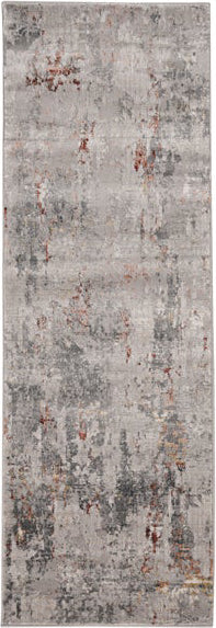 KAS Aura 7203 Grey/Brick Wonder Area Rug Corner Image