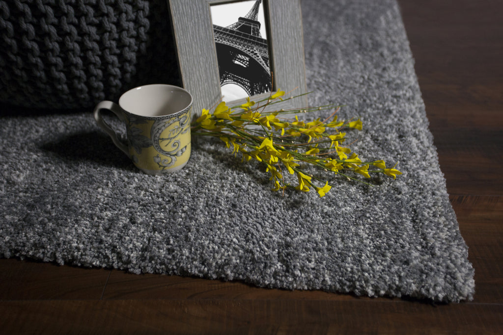 KAS Bliss 1585 Grey Heather Shag Area Rug Round Image Feature