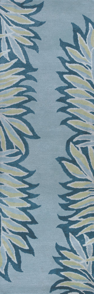 KAS Home 1002 Ice Blue Folia Area Rug by Bob Mackie Corner Image