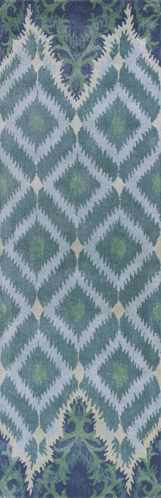 KAS Home 1007 Blue/Green Opulence Area Rug by Bob Mackie Corner Image