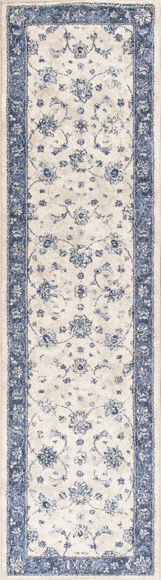 KAS Home Vintage 1307 Grey/Sky Blue Mahal Area Rug by Bob Mackie Corner Image