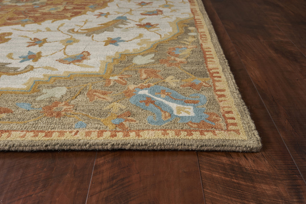 KAS Brooklyn 2955 Ivory/Taupe Portugal Area Rug Round Image Feature