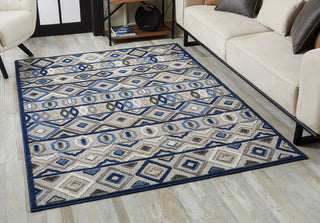 KAS Calla 6921 Grey/Blue Aztec Area Rug Lifestyle Image Feature