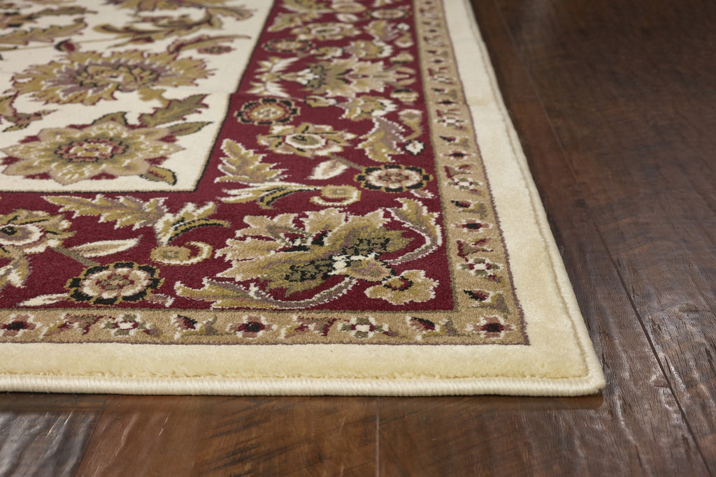 KAS Cambridge 7303 Ivory/Red Kashan Area Rug Runner Image Feature