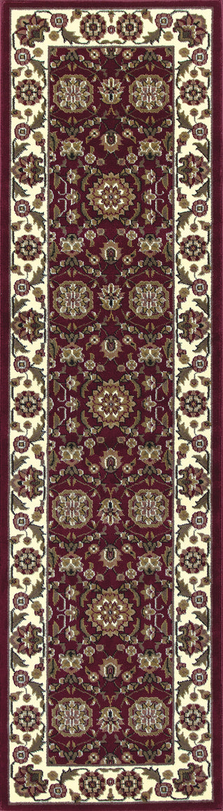 KAS Cambridge 7306 Red/Ivory Floral Agra Area Rug Round Image