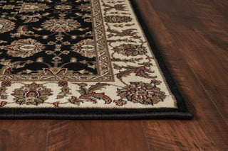 KAS Cambridge 7313 Black/Ivory Kashan Area Rug Corner Image