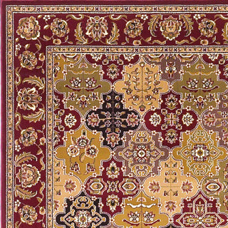 KAS Cambridge 7325 Red Kashan Panel Area Rug Round Image