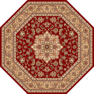 KAS Cambridge 7326 Red/Beige Kashan Medallion Area Rug