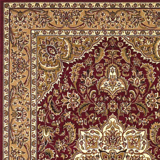 KAS Cambridge 7326 Red/Beige Kashan Medallion Area Rug Corner Image