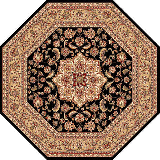 KAS Cambridge 7327 Black/Beige Kashan Medallion Area Rug