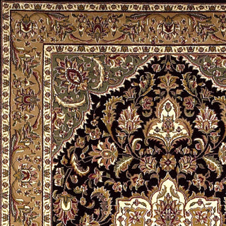 KAS Cambridge 7327 Black/Beige Kashan Medallion Area Rug Corner Image