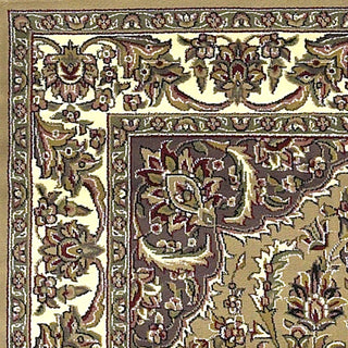 KAS Cambridge 7328 Beige/Ivory Kashan Medallion Area Rug Corner Image