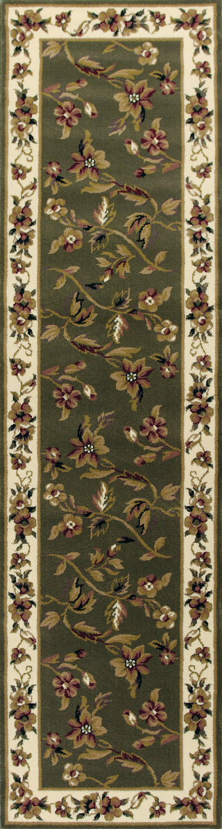 KAS Cambridge 7332 Sage/Ivory Floral Vine Area Rug Round Image