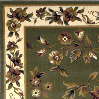 KAS Cambridge 7332 Sage/Ivory Floral Vine Area Rug Corner Image