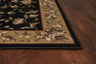 KAS Cambridge 7336 Black/Beige Floral Delight Area Rug Round Image Feature