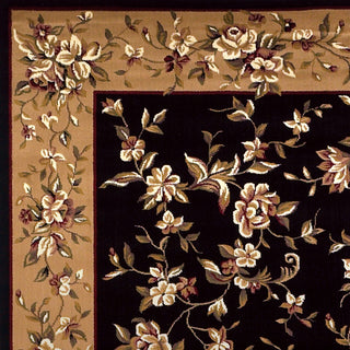 KAS Cambridge 7336 Black/Beige Floral Delight Area Rug Runner Image