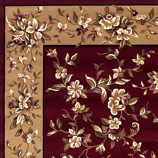 KAS Cambridge 7337 Red/Beige Floral Delight Area Rug Corner Image