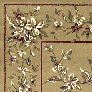 KAS Cambridge 7338 Beige Floral Delight Area Rug Corner Image