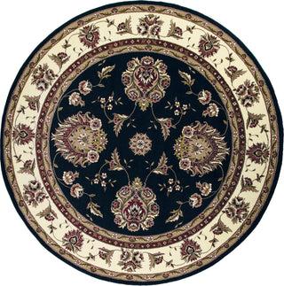 KAS Cambridge 7339 Black/Ivory Floral Mahal Area Rug Round Image