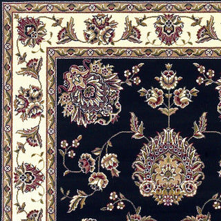 KAS Cambridge 7339 Black/Ivory Floral Mahal Area Rug Runner Image