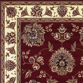 KAS Cambridge 7340 Red/Ivory Floral Mahal Area Rug Corner Image