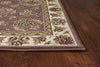 KAS Cambridge 7341 Plum/Ivory Floral Mahal Area Rug Runner Image Feature