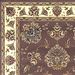 KAS Cambridge 7341 Plum/Ivory Floral Mahal Area Rug Corner Image