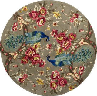 KAS Catalina 0732 Sage Peacock Flora Area Rug Round Image