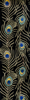 KAS Catalina 0738 Black Peacock Feathers Area Rug Runner Image