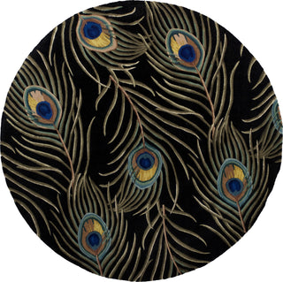 KAS Catalina 0738 Black Peacock Feathers Area Rug Corner Image