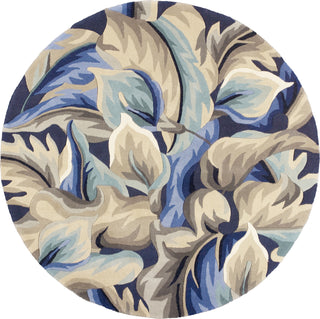 KAS Catalina 0756 Blue Calla Lillies Area Rug Round Image