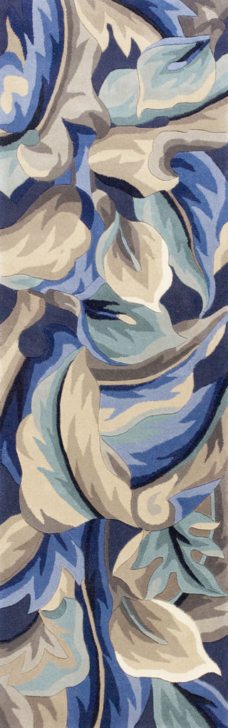 KAS Catalina 0756 Blue Calla Lillies Area Rug Runner Image