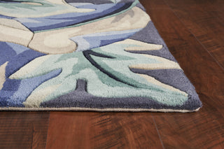 KAS Catalina 0756 Blue Calla Lillies Area Rug Corner Image Feature