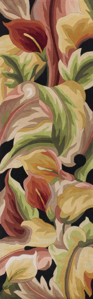 KAS Catalina 0759 Black Calla Lilies Area Rug Runner Image