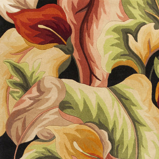 KAS Catalina 0759 Black Calla Lilies Area Rug Corner Image