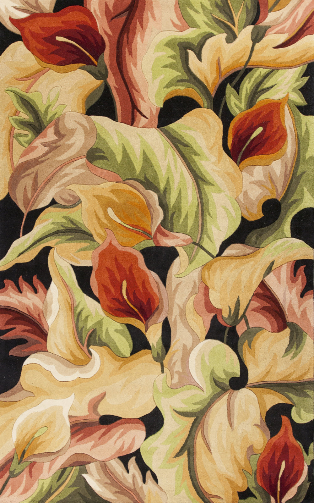 Calla Rugs KAS Catalina 0759 Black Calla Lilies Area Rug – Incredible Rugs and Decor