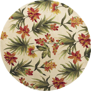 KAS Catalina 0780 Ivory Tropical Flora Area Rug Round Image