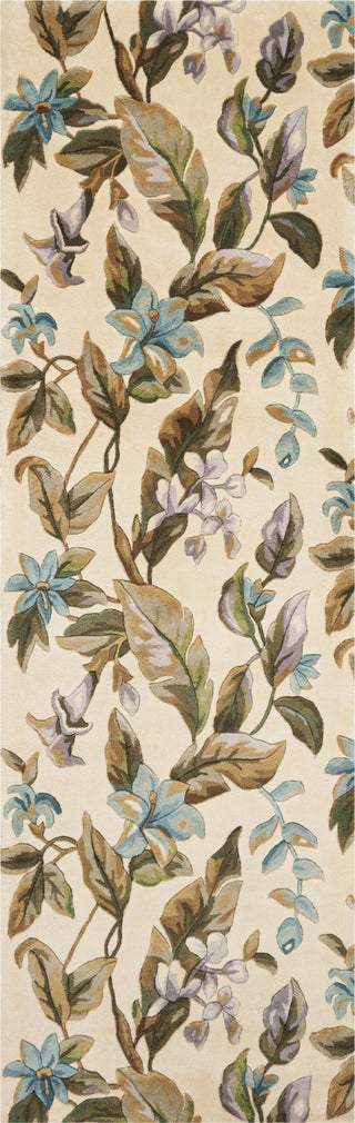 KAS Catalina 794 Ivory/Teal Botanics Area Rug Corner Image