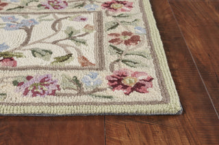 KAS Colonial 1707 Ivory Floral Vine Area Rug Corner Image Feature