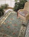 KAS Colonial 1728 Slate Blue/Ivory Floral Area Rug Round Image